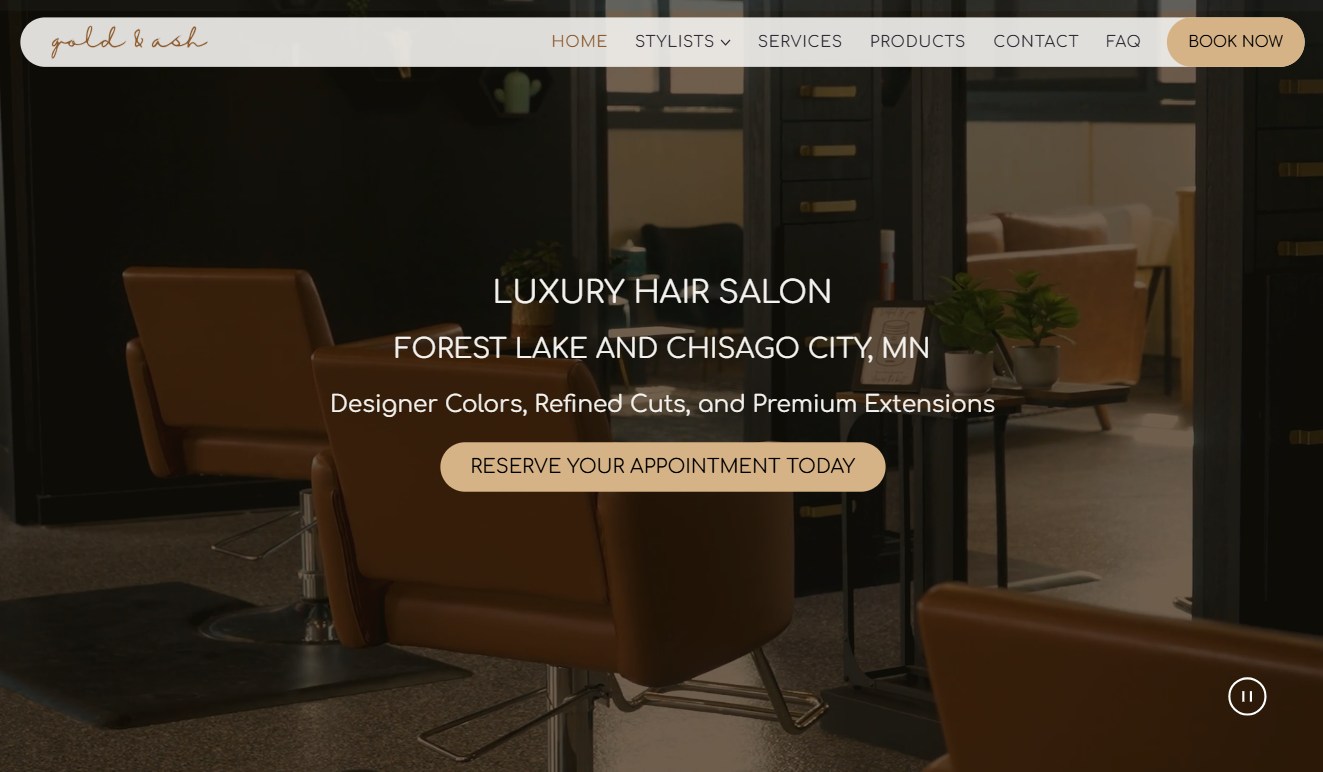 The Gold & Ash website home page